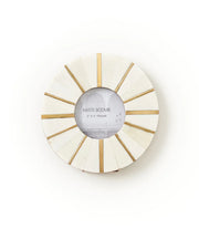 Mukhendu 3x3 Round Picture Frame - Carved Bone, Brass Accents - Fluent Trends