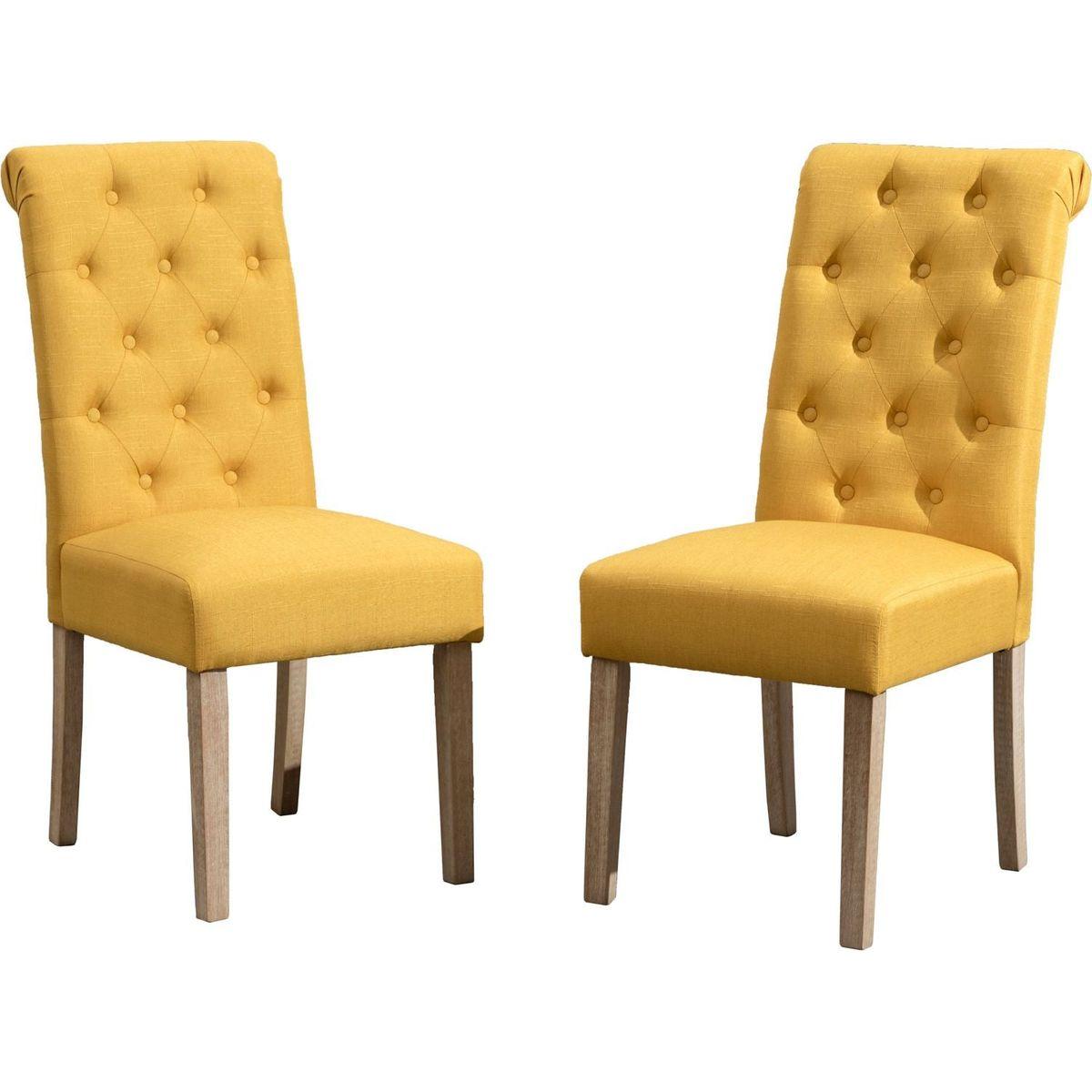 Amonia 7-piece Dining Set, Turned-Leg Dining Table with 6 Tufted Chairs Streamdale Furniture