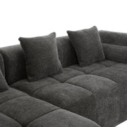 Modern Grey Modular Sectional Sofa with Deep Seating and Side Pockets in Chenille Fabric - Fluent Trends