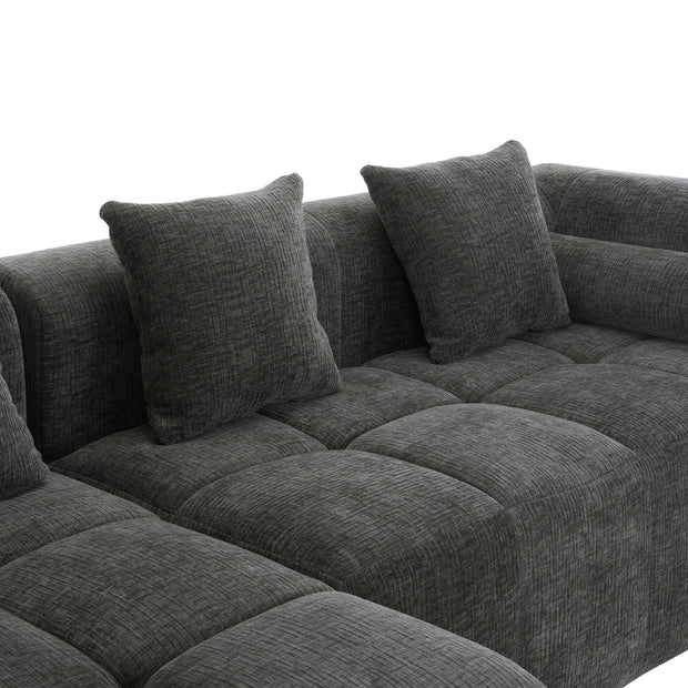 Modern Grey Modular Sectional Sofa with Deep Seating and Side Pockets in Chenille Fabric - Fluent Trends