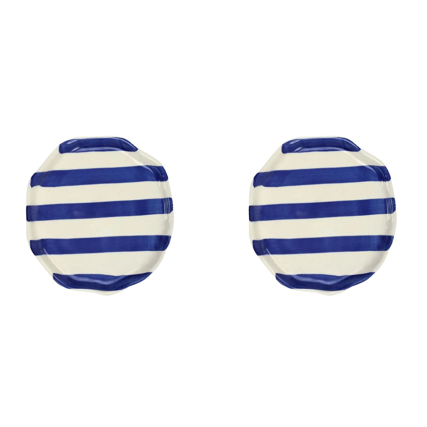 Ceramic Blue stripe plate, 6.3x6.3 Inches (Set of 2 )