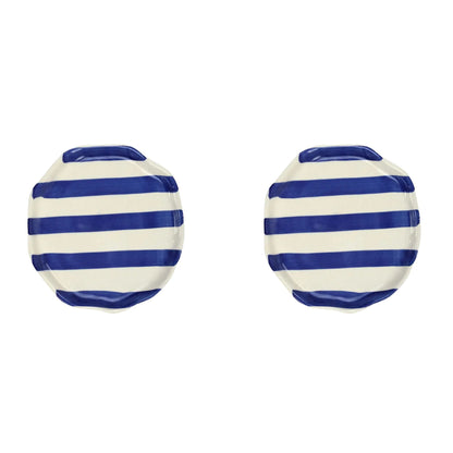 Ceramic Blue stripe plate, 6.3x6.3 Inches (Set of 2 )