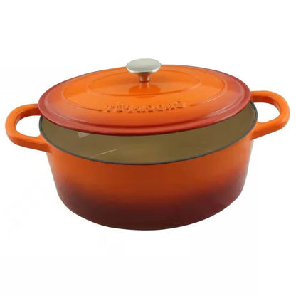 7-Quart Enameled Orange Sunburst Cast Iron Dutch Oven with Lid Melrose Home Design