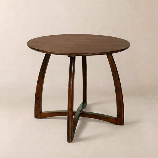 Round Dining Table for 4 - 36 Inch Solid Wood Mid-Century Modern