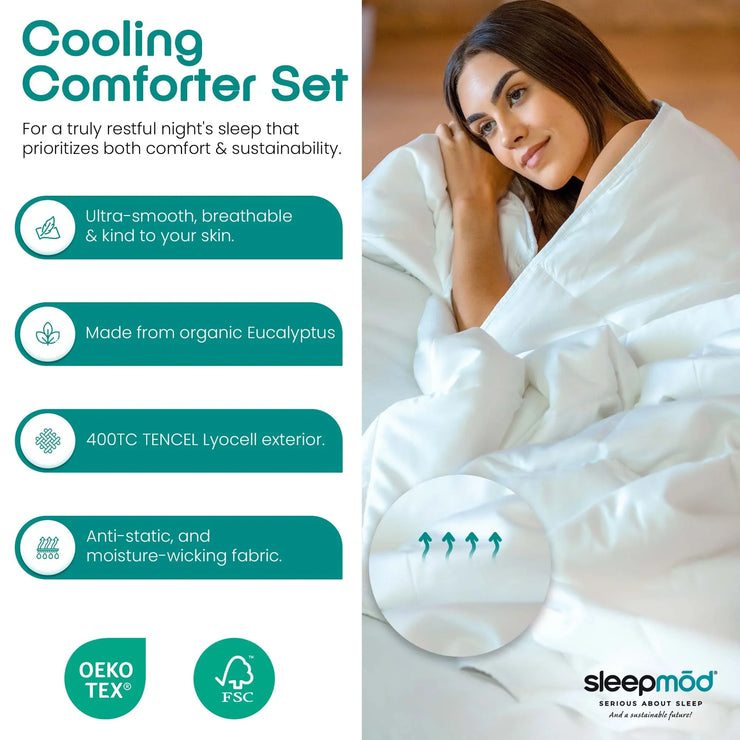 Cooling Comforter Set – Temperature-Regulating Eucalyptus Silk Comforter & Pillow Shams - Fluent Trends