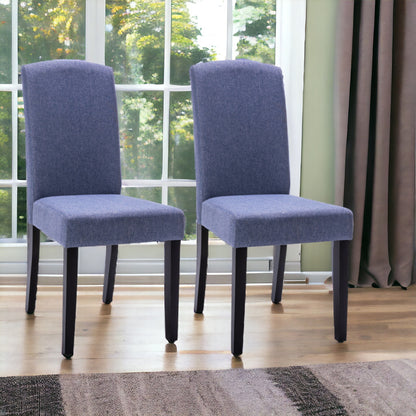 Set of Two Navy Blue And Black Dining Parson Chairs