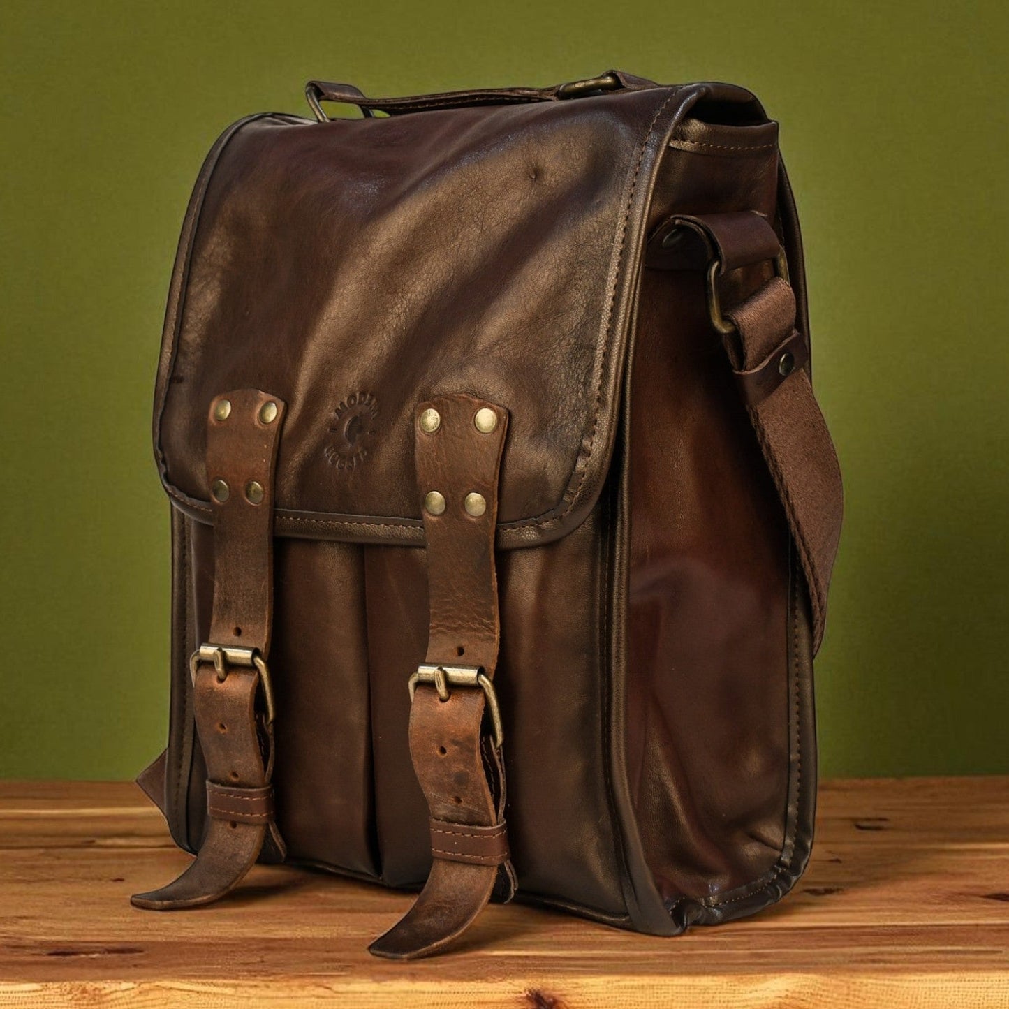 Timeless Brown Bovine Leather Satchel Bag - Medium, Crossbody & Handle Carry