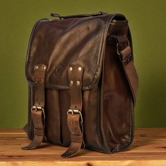 Timeless Brown Bovine Leather Satchel Bag - Medium, Crossbody & Handle Carry