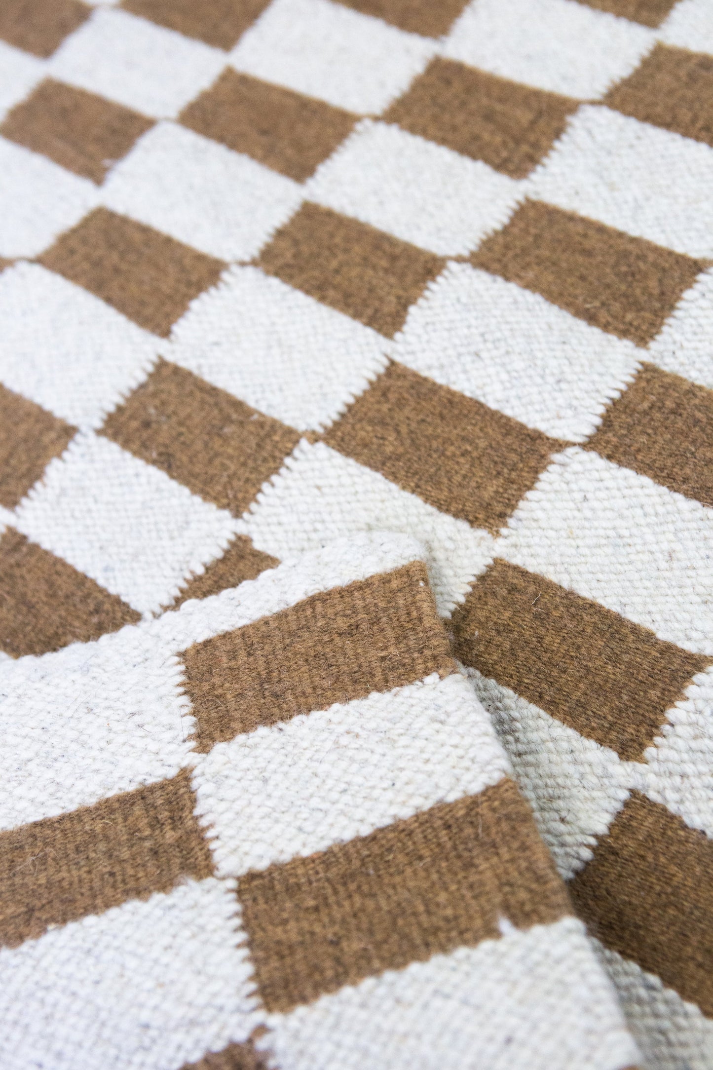 Zapotec Checkered Rug in Umber & Ivory Archive New York
