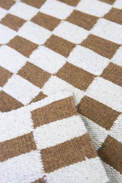 Zapotec Checkered Rug in Umber & Ivory Archive New York