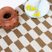 Zapotec Checkered Rug in Umber & Ivory - Fluent Trends