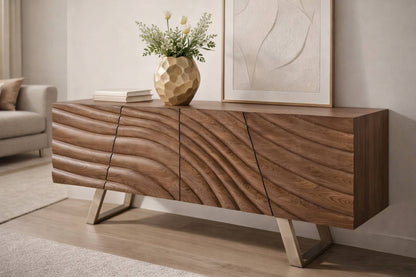 71" 3D Textured Buffet Cabinet – Natural Brown