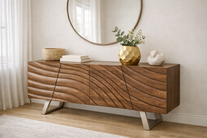 71" 3D Textured Buffet Cabinet – Natural Brown