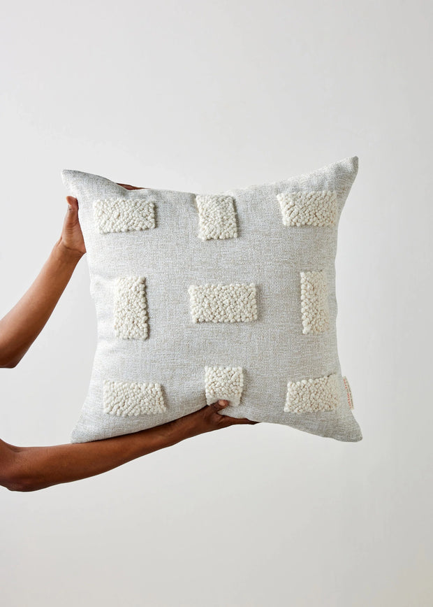 Blocks Organic Natural White Cotton Throw Pillow - Fluent Trends
