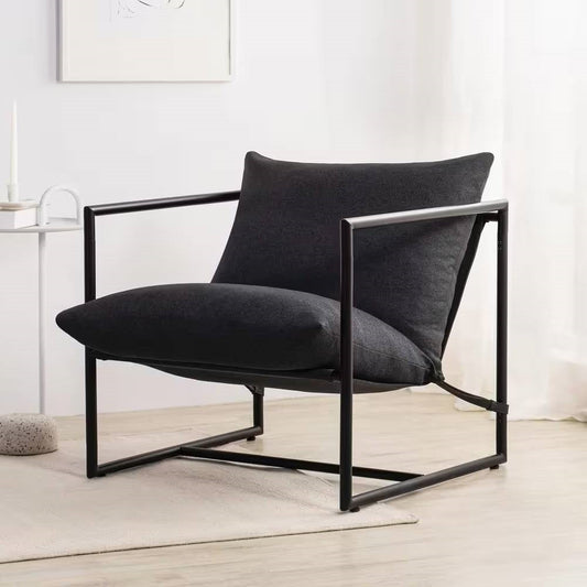 Modern Dark Grey Upholstered Accent Chair with Metal Frame Melrose Home Design