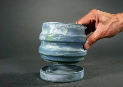 Primera Ceramic Planter - Modern Ridged Plant Pot with Drainage