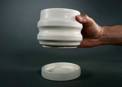 Primera Ceramic Planter - Modern Ridged Plant Pot with Drainage