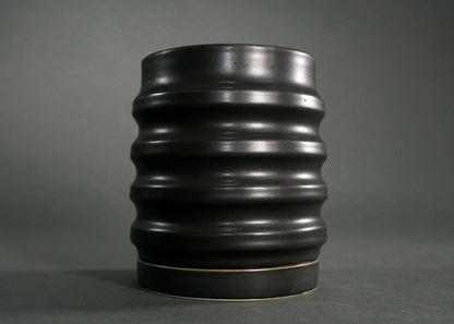 Primera Ceramic Planter - Modern Ridged Plant Pot with Drainage