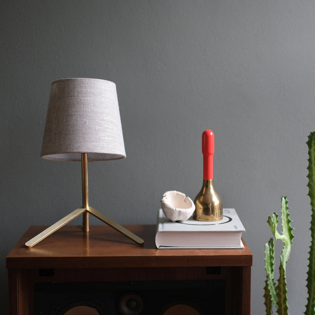 Tokyo I Table Lamp: Solid Brass or Recycled Steel with Unbleached Cotton Shade - Fluent Trends