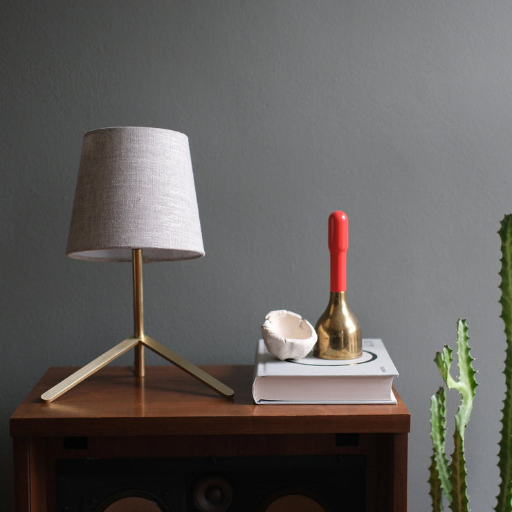 Tokyo I Table Lamp: Solid Brass or Recycled Steel with Unbleached Cotton Shade - Fluent Trends