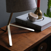 Tokyo I Table Lamp: Solid Brass or Recycled Steel with Unbleached Cotton Shade - Fluent Trends
