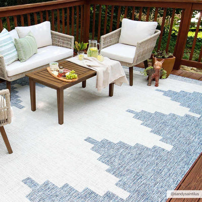 Djugun Blue Indoor & Outdoor Rug - Fluent Trends