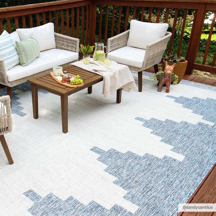 Djugun Blue Indoor & Outdoor Rug - Fluent Trends