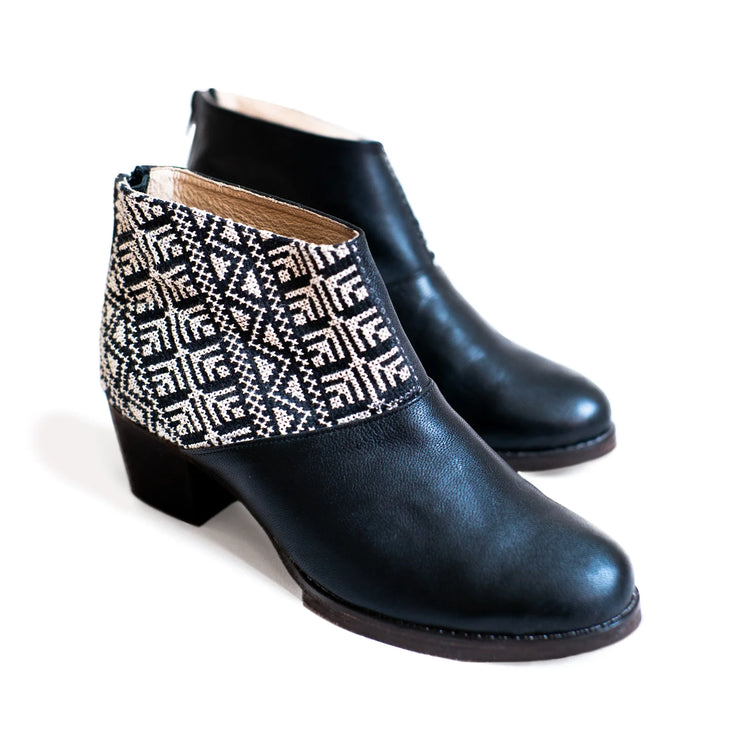 Salma Ankle Boot - Black and Ecru - Fluent Trends Ankle Boots