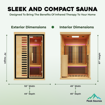 Peak Saunas Everest 2-Person Full Spectrum Infrared XL Medical-Grade Red Light Peak Wellness USA