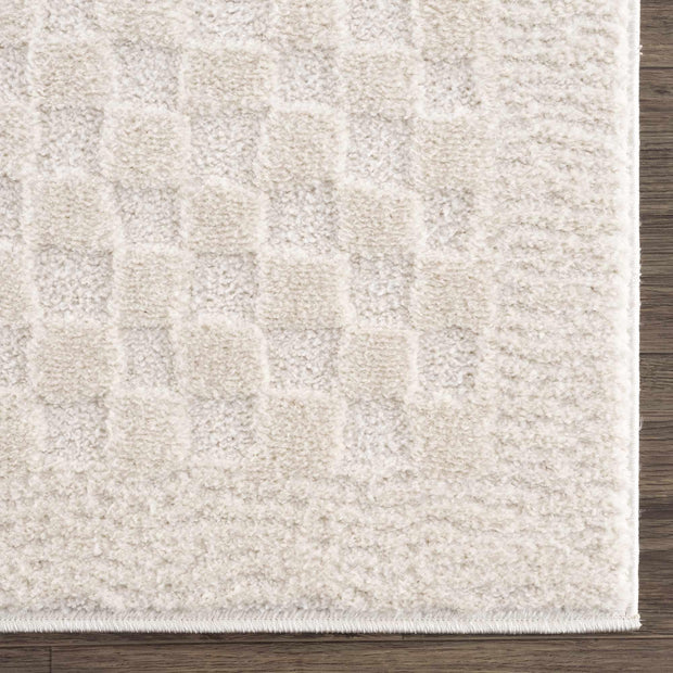 Leryn Ivory Checkered Area Rug - Fluent Trends Area Rugs