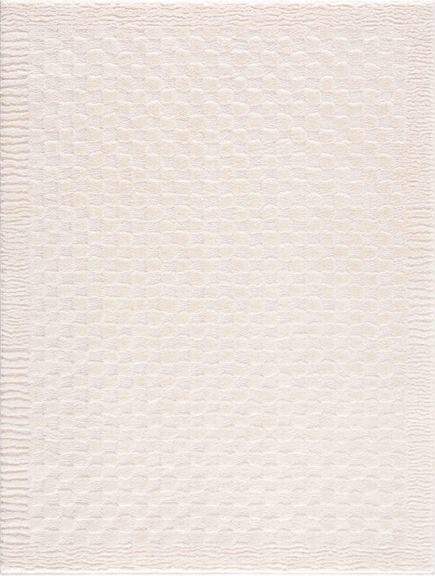 Leryn Ivory Checkered Area Rug - Fluent Trends Area Rugs