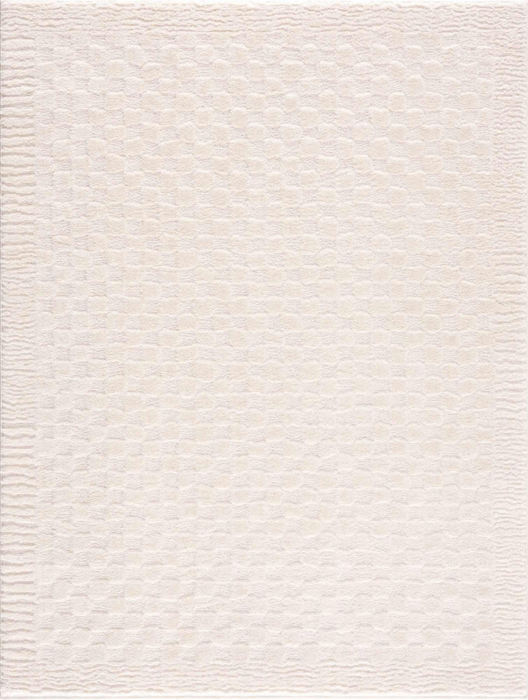 Leryn Ivory Checkered Area Rug - Fluent Trends Area Rugs