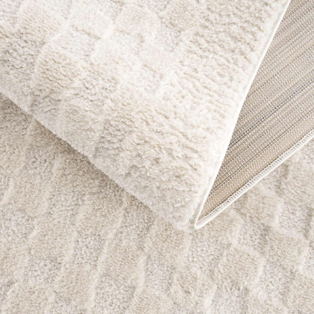 Leryn Ivory Checkered Area Rug - Fluent Trends Area Rugs