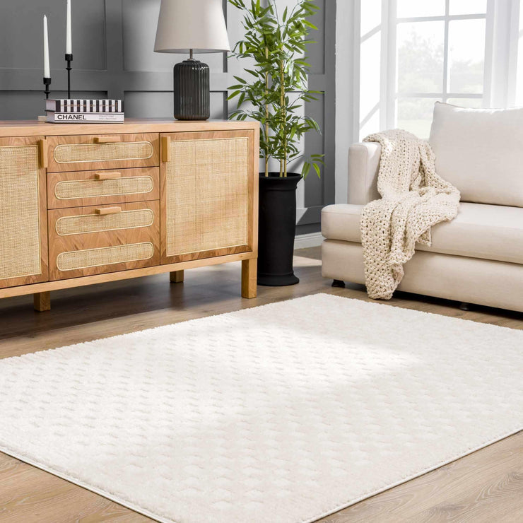 Leryn Ivory Checkered Area Rug - Fluent Trends Area Rugs