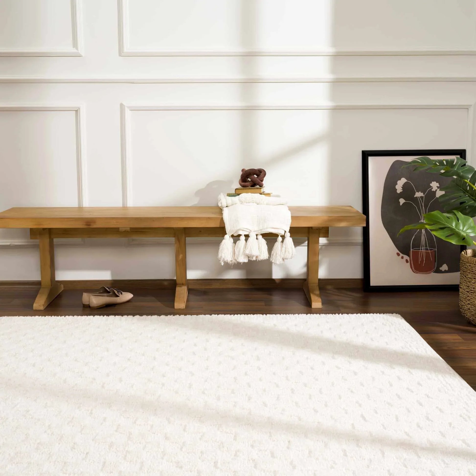 Leryn Ivory Checkered Area Rug - Fluent Trends Area Rugs