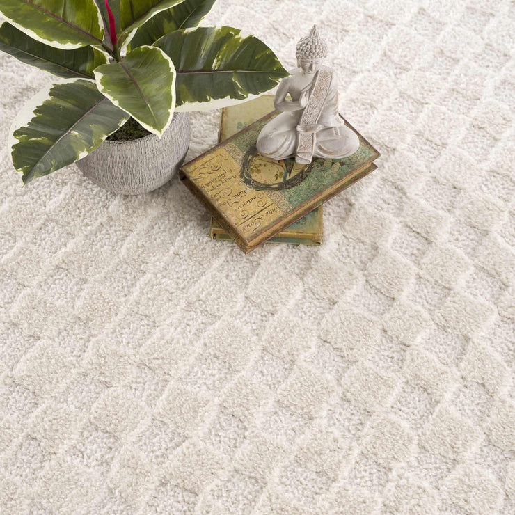 Leryn Ivory Checkered Area Rug - Fluent Trends Area Rugs