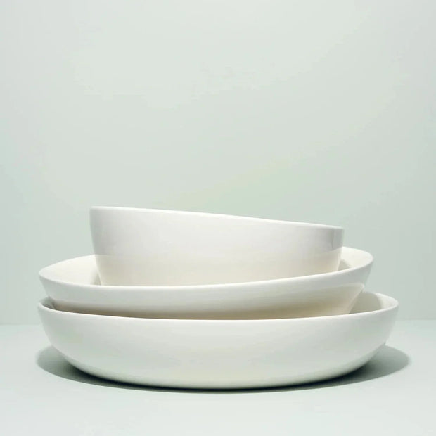 Fors Studio White Ceramic Deep Serving Bowl - Hand Glazed, Chip Resistant, Oven Safe - Fluent Trends