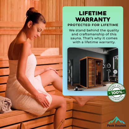 Peak Saunas Fuji 2-Person Full Spectrum Infrared Sauna with XL Medical-Grade Red Light Therapy & Smart WiFi App Control Peak Wellness USA