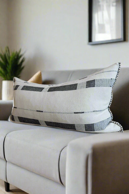Fulcrum Onyx Oversized Cotton Lumbar Pillow Kanju Interiors