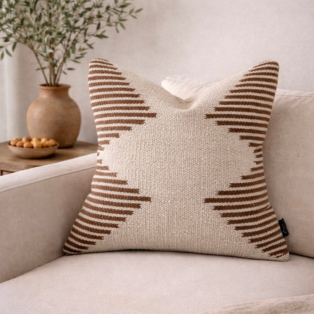 Tehran Pillow Cover – Neutral Kilim Inspired Boho Throw Pillow