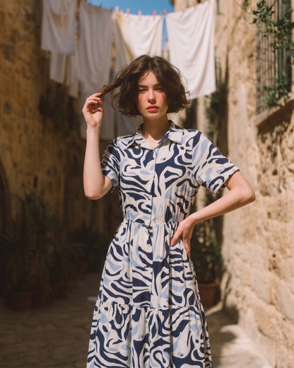 Rey Printed Dress — Multicolor Abstract