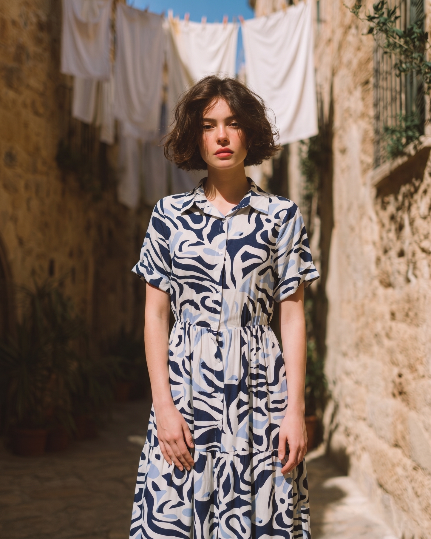Rey Printed Dress — Multicolor Abstract