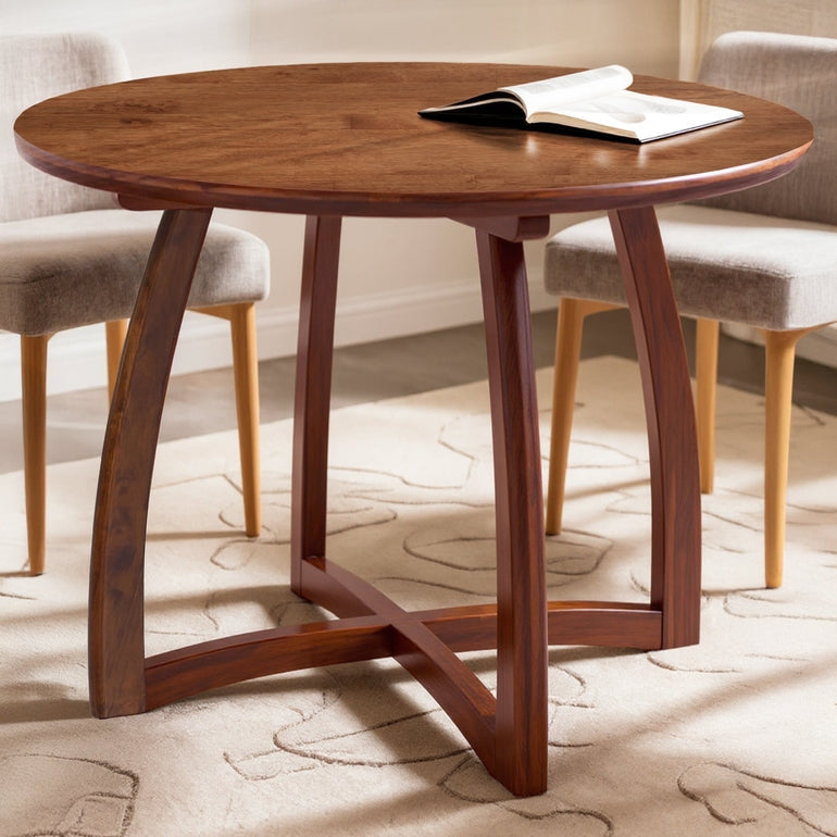Round Dining Table for 4 - 36 Inch Solid Wood Mid-Century Modern