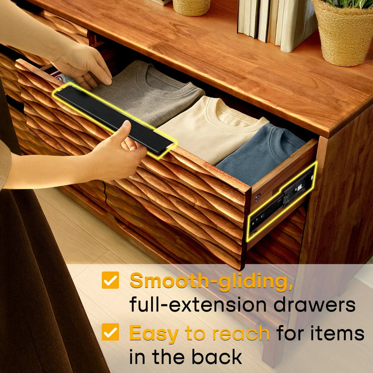 Acacia Elara Dresser with 6 Drawers - Fluent Trends