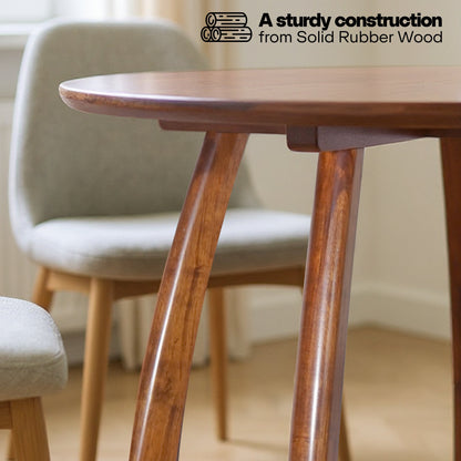 Round Dining Table for 4 - 36 Inch Solid Wood Mid-Century Modern