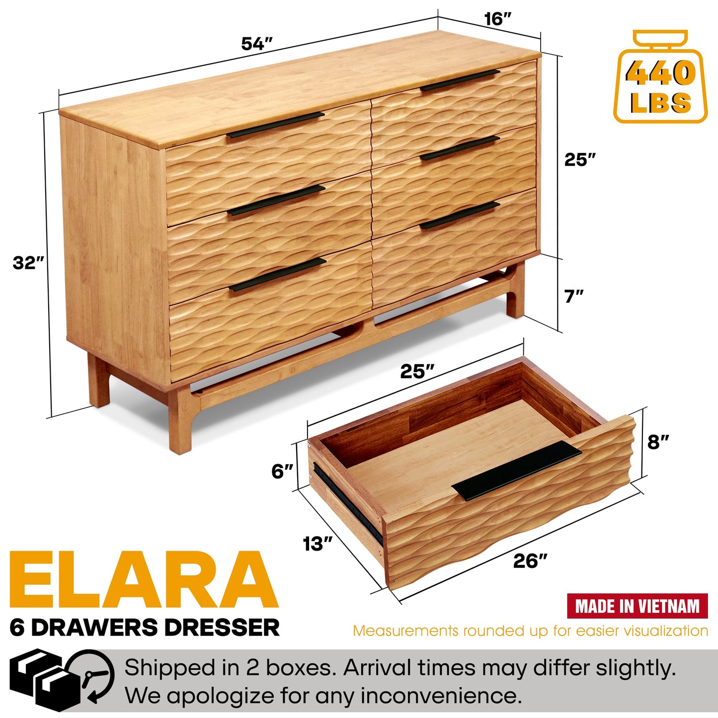 Acacia Elara Dresser with 6 Drawers