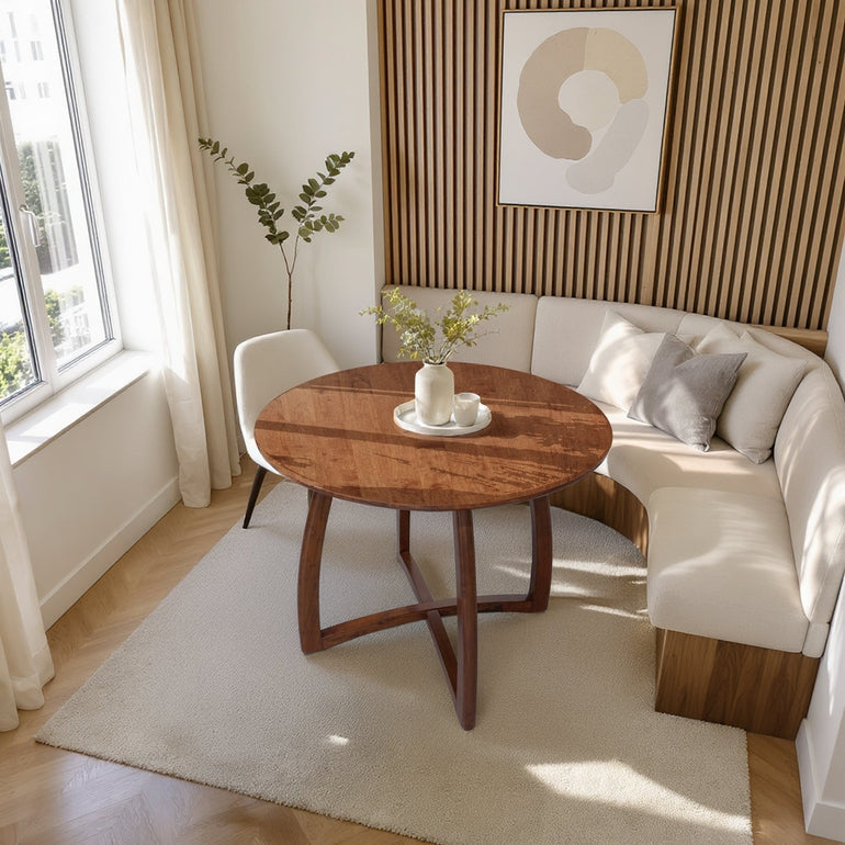Round Dining Table for 4 - 36 Inch Solid Wood Mid-Century Modern