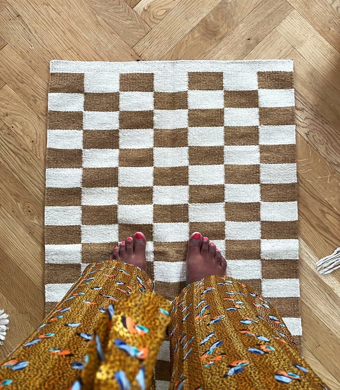 Zapotec Checkered Rug in Umber & Ivory Archive New York