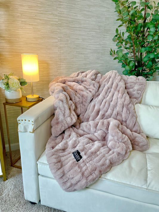 Blush Faux Fur Blanket - Large: 60"x72" Cloud9