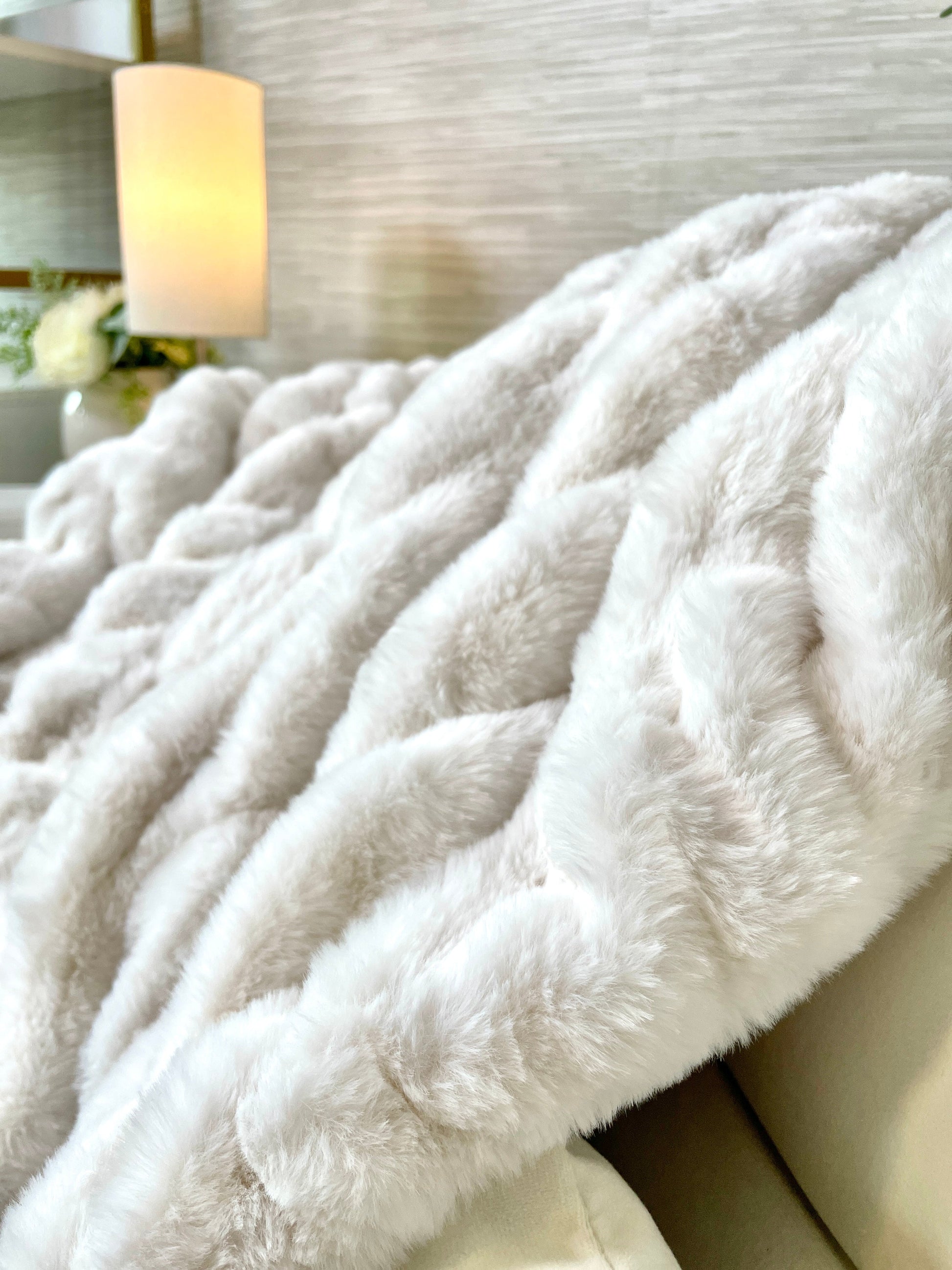 Ivory Faux Fur Blanket - Large: 60"x72" Cloud9